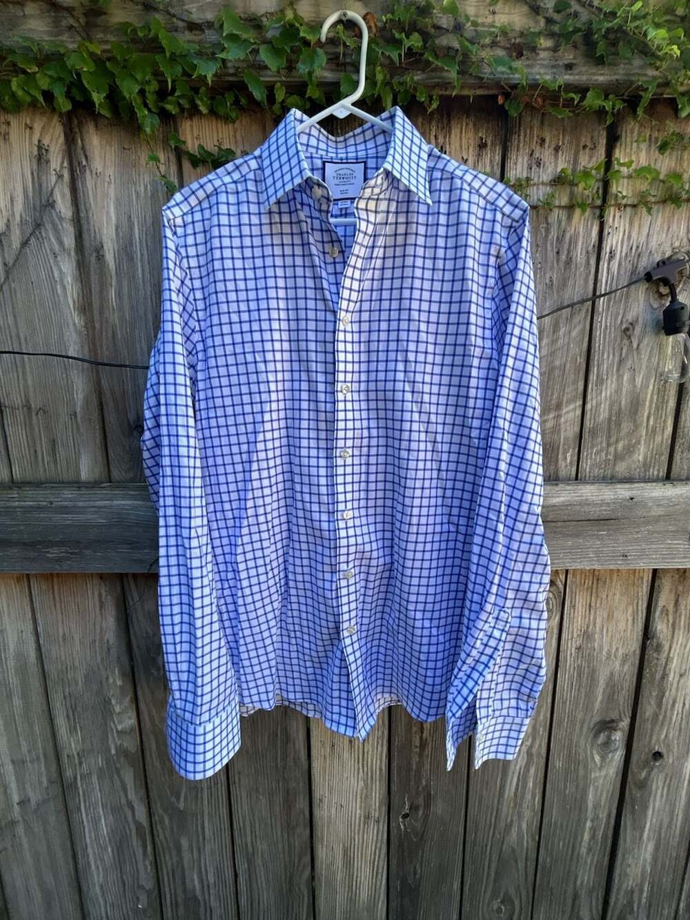 Charles Tyrwhitt Slim Fit Non-Iron Blue Check Dress Shirt 16/38in